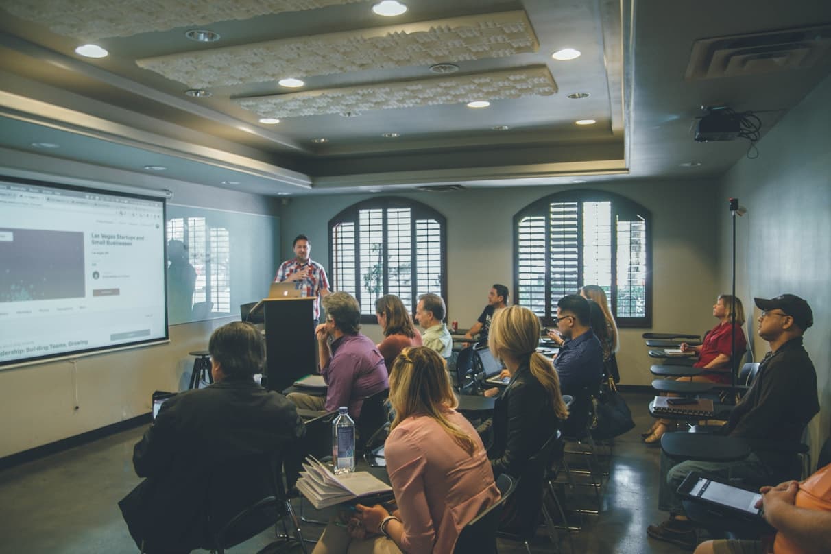 Students at a research event
